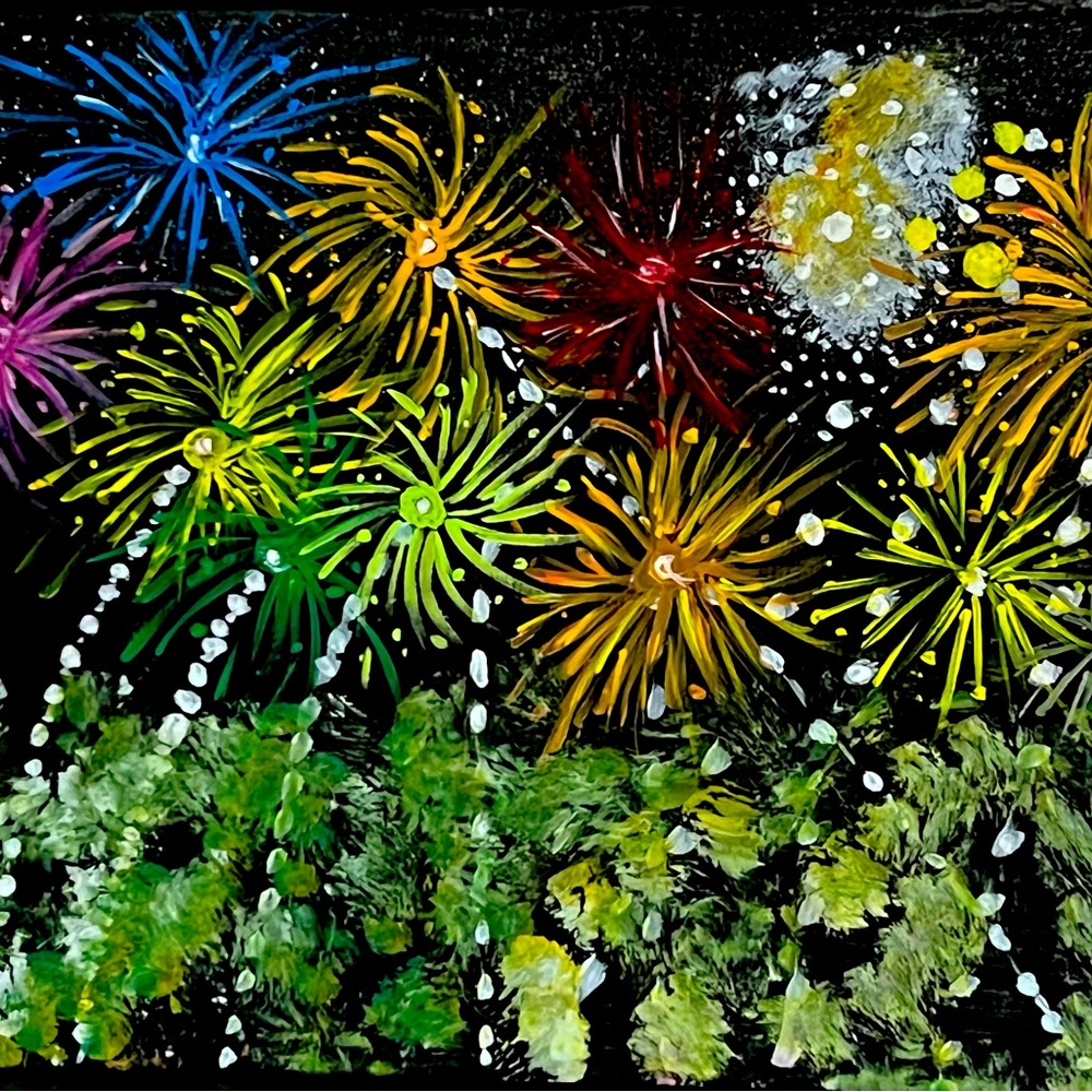 Custom firework hand painted portrait